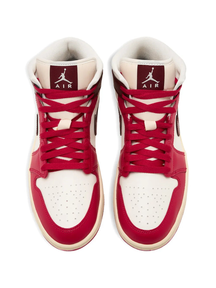 Nike Air Jordan 1 Mid — Red — Size US M 3.5 - US W 5 — Top View