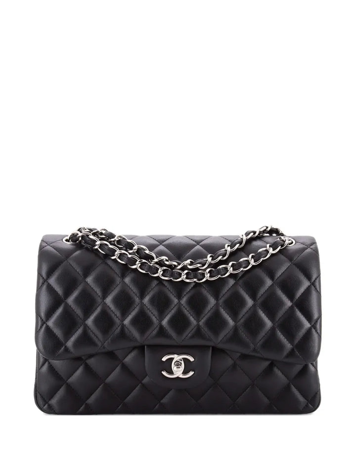 Chanel Pre Owned Classic Double Flap Bag Quilted Lambskin Jumbo Shoulder Bag — Same as shown — Size One Size — Front View