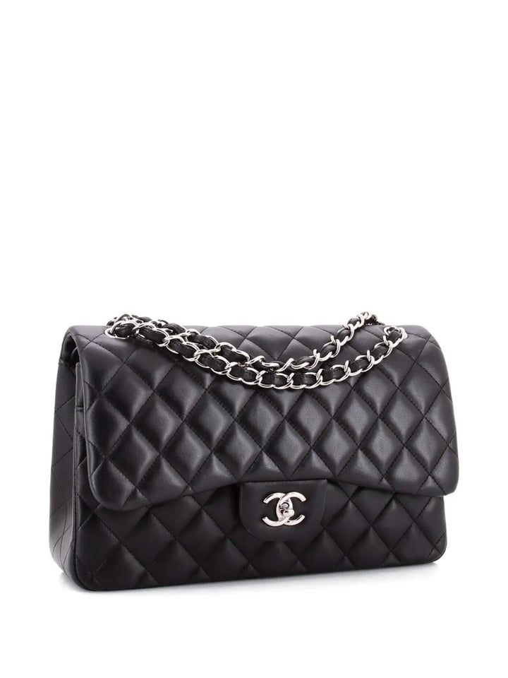 Chanel Pre Owned Classic Double Flap Bag Quilted Lambskin Jumbo Shoulder Bag — Same as shown — Size One Size — Back View