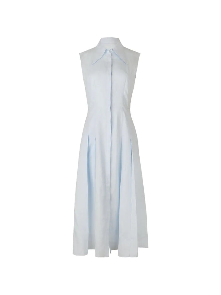 Gabriela Hearst Pleated Shirt Dress — Blue — Size XS — Front View