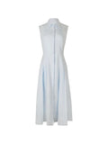 Gabriela Hearst Pleated Shirt Dress — Blue — Size XS — Front View