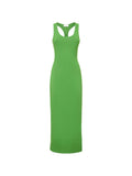 Michael Kors Wide Straps Maxi Dress — Green — Size XS — Front View