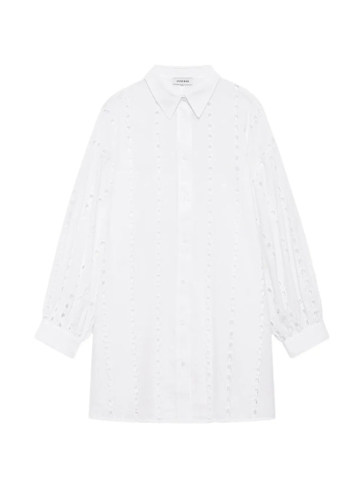 Anine Bing Mariane Broderie Anglaise Dress — White — Size XS — Front View