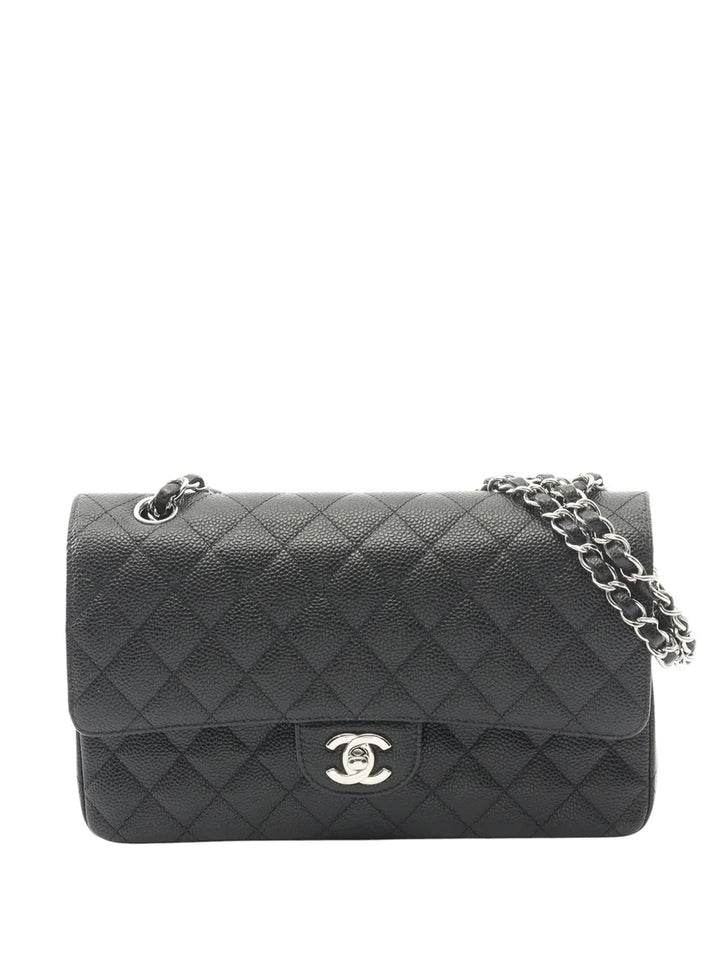 Chanel Pre Owned 2017 2018 Medium Classic Caviar Double Flap Shoulder Bag — Same as shown — Size One Size — Front View