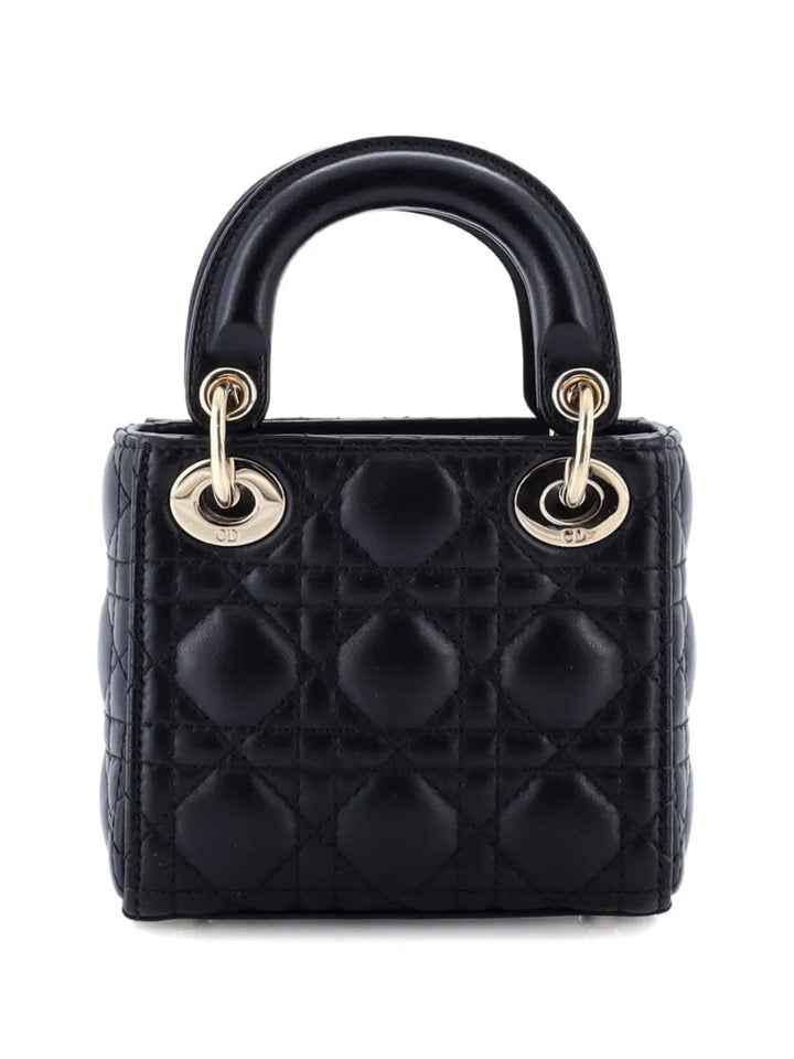 Christian Dior Pre Owned Lady Dior Bag Cannage Quilt Lambskin Micro Shoulder Bag — Same as shown — Size One Size — Side View