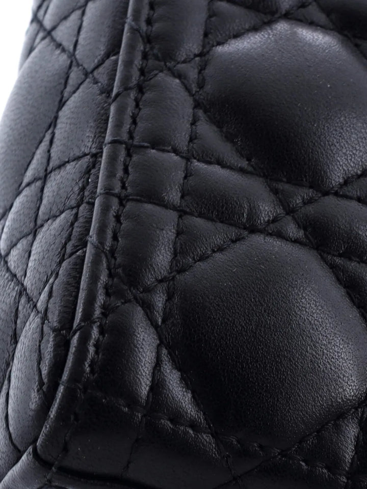 Christian Dior Pre Owned Lady Dior Bag Cannage Quilt Lambskin Micro Shoulder Bag — Same as shown — Size One Size — Detail View
