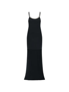 Tom Ford Crystal Asymmetrical Trawl Dress — Black — Size M — Front View