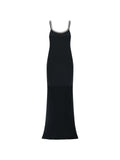 Tom Ford Crystal Asymmetrical Trawl Dress — Black — Size M — Front View