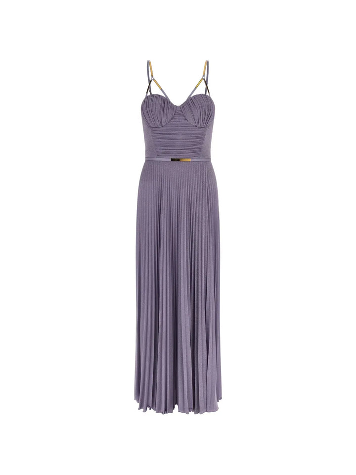 Elisabetta Franchi Pleated Maxi Dress — Purple — Size XS — Front View