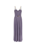 Elisabetta Franchi Pleated Maxi Dress — Purple — Size XS — Front View
