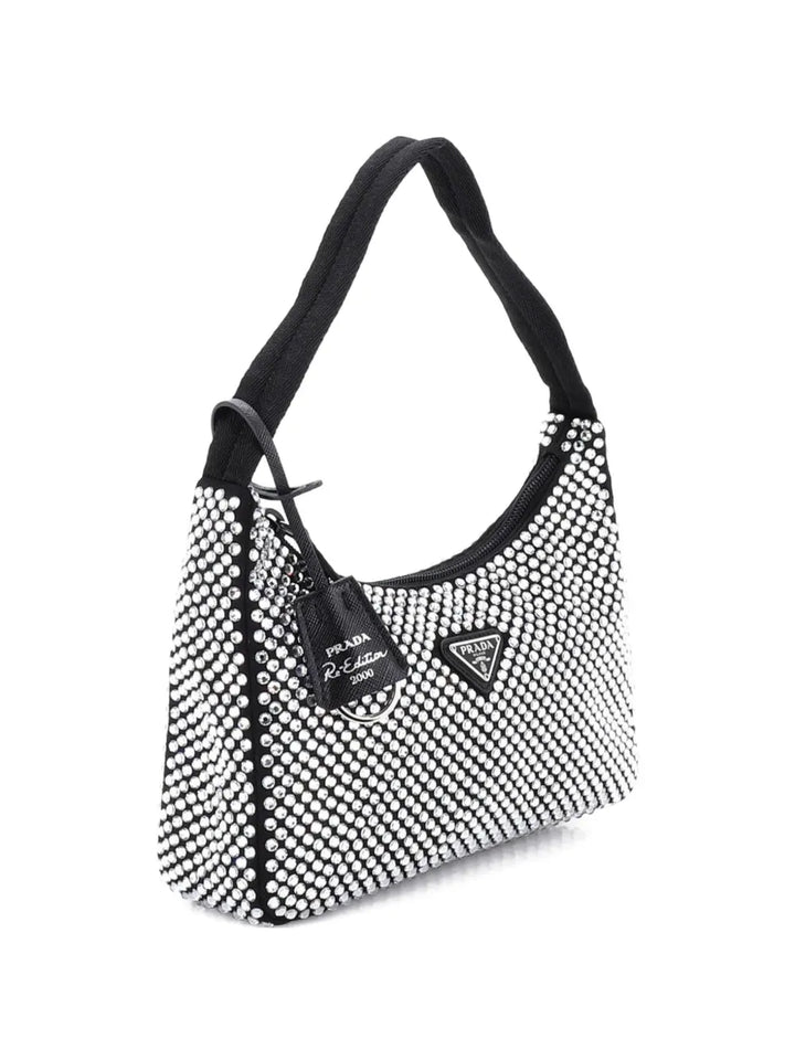 Prada Pre Owned Re Edition 2000 Crystal Embellished Satin Mini Hobo Bag — Same as shown — Size One Size — Back View