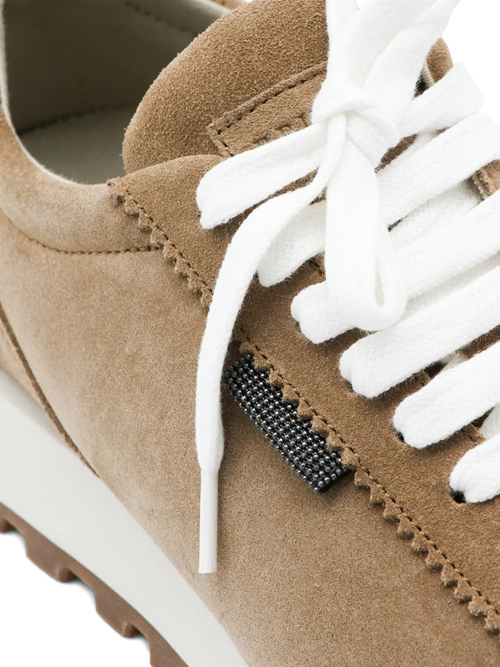 Brunello Cucinelli Panelled Lace-Up — Brown — Size US M 3.5 - US W 5 — Top View