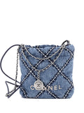 Chanel Pre Owned 22 Chain Quilted Stitched Denim Mini Hobo Bag — Same as shown — Size One Size — Front View