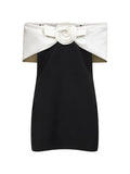 Self Portrait Flower Detail Mini Dress — Black/ Red — Size XS — Front View