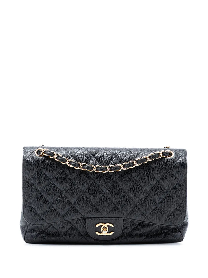 Chanel Pre Owned 2010 2011 Jumbo Classic Caviar Double Flap Shoulder Bag — Same as shown — Size One Size — Front View