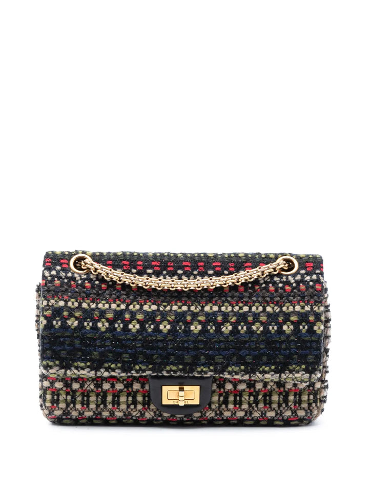 Chanel Pre Owned 2015 2016 Reissue 255 Quilted Tweed Double Flap 225 Shoulder Bag — Same as shown — Size One Size — Front View