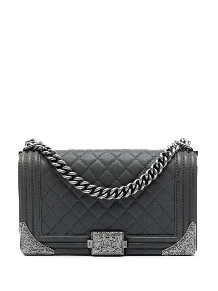 Chanel Pre Owned 2014 Paris Dallas Old Medium Quilted Calfskin Cowboy Boy Flap Shoulder Bag — Same as shown — Size One Size — Front View