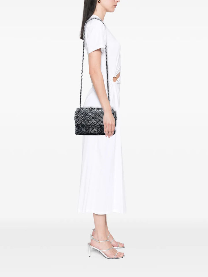 Chanel Pre Owned 2012 2013 Medium Cc Quilted Lambskin Sequin Single Flap Shoulder Bag — Same as shown — Size One Size — Side View
