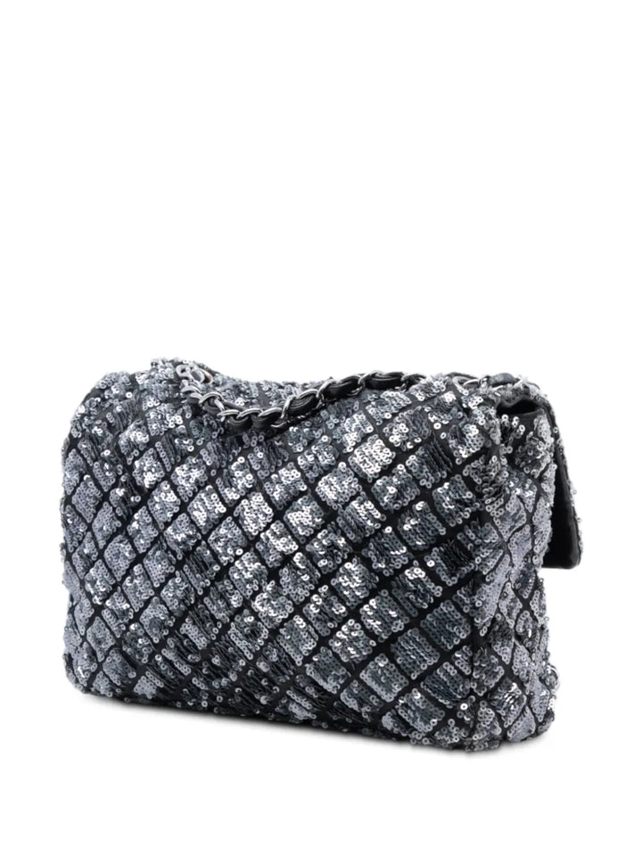 Chanel Pre Owned 2012 2013 Medium Cc Quilted Lambskin Sequin Single Flap Shoulder Bag — Same as shown — Size One Size — Back View