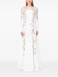 Dina Melwani Floral Embellished Dress — White — Size XXS — Front View
