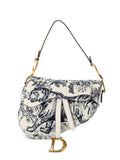 Christian Dior Pre Owned Toile De Jouy Saddle Bag Embroidered Leather Medium Shoulder Bag — Same as shown — Size One Size — Front View