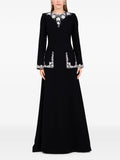 Dina Melwani Long Sleeves Maxi Dress — Black — Size XS — Front View
