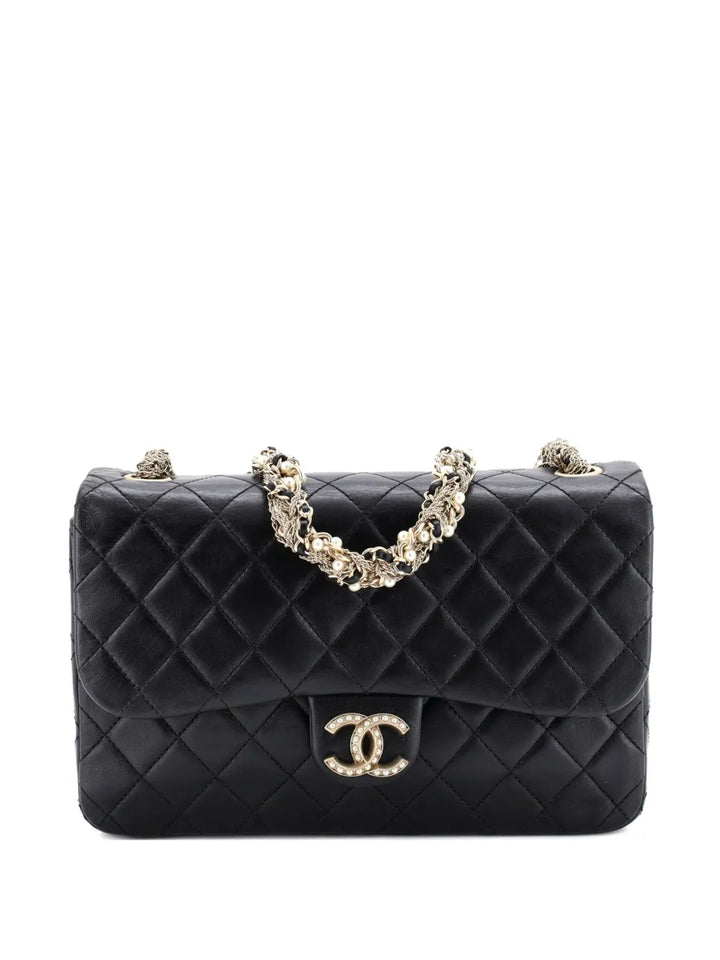 Chanel Pre Owned Westminster Tangled Pearl Chain Flap Bag Quilted Lambskin Medium Shoulder Bag — Same as shown — Size One Size — Front View