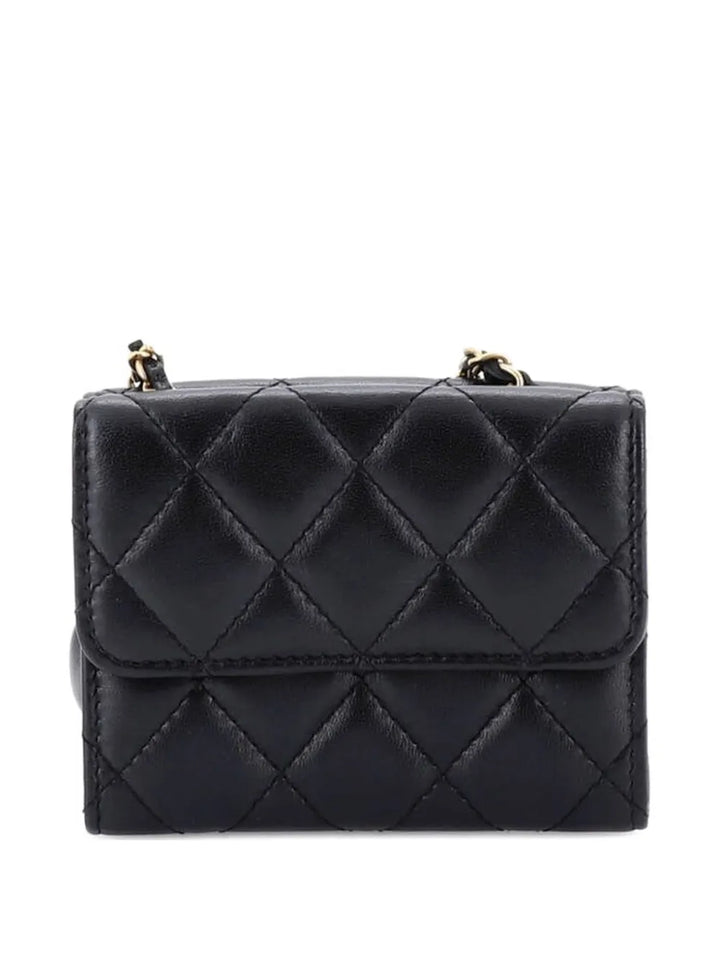 Chanel Pre Owned Card Holder With Padded Chain Strap Quilted Lambskin Shoulder Bag — Same as shown — Size One Size — Side View