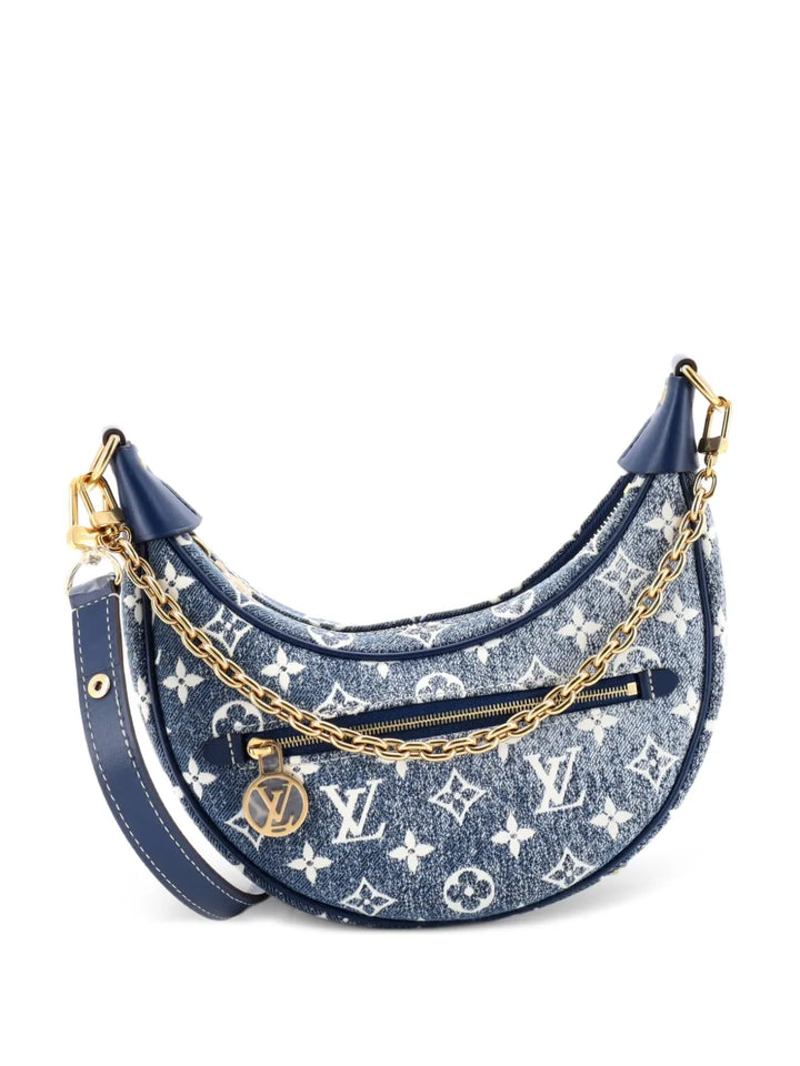 Louis Vuitton Pre Owned Loop Handbag Monogram Jacquard Denim Hobo Bag — Same as shown — Size One Size — Front View