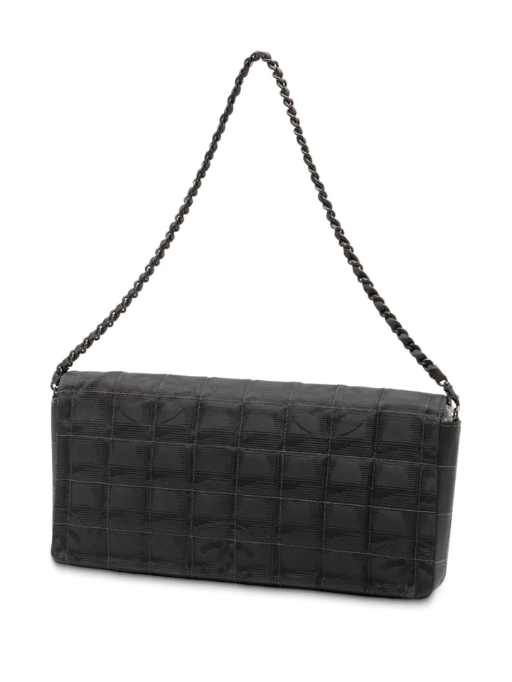 Chanel Pre Owned 2000 2002 New Travel Line Nylon East West Flap Shoulder Bag — Same as shown — Size One Size — Back View