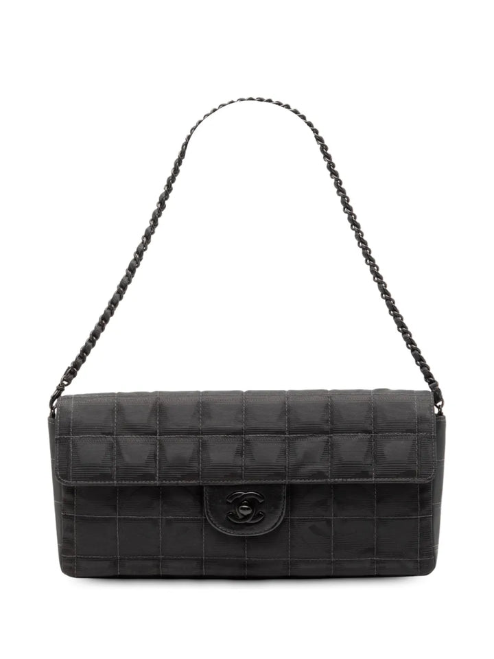 Chanel Pre Owned 2000 2002 New Travel Line Nylon East West Flap Shoulder Bag — Same as shown — Size One Size — Front View