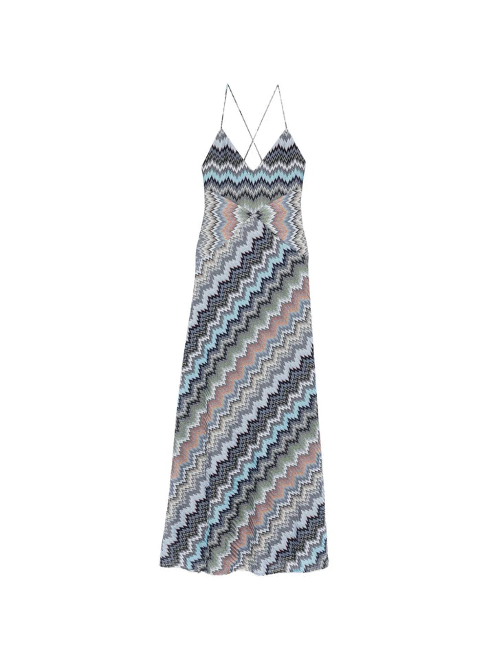 Missoni Chevron Strap Maxi Dress — Blue — Size M — Front View