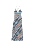 Missoni Chevron Strap Maxi Dress — Blue — Size M — Front View
