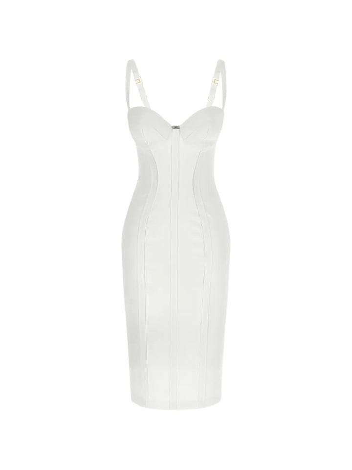 Elisabetta Franchi Sleeveless Midi Dress — White — Size XS — Front View