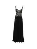 Nissa Lace Trim Maxi Dress — Black — Size XS — Front View