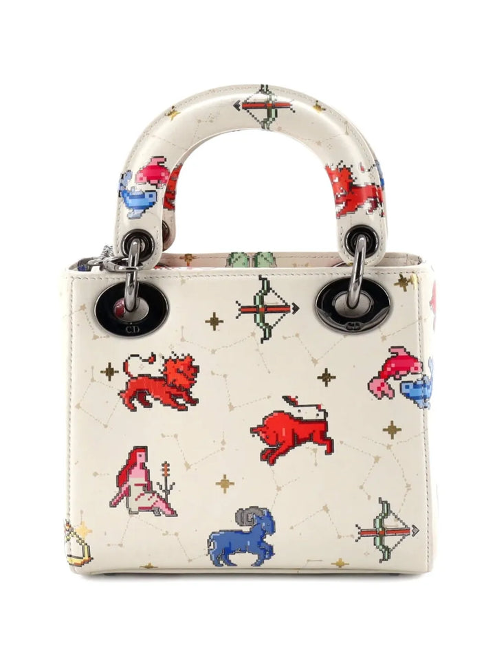 Christian Dior Pre Owned Lady Dior Bag Pixel Zodiac Printed Calfskin Mini Shoulder Bag — Same as shown — Size One Size — Side View
