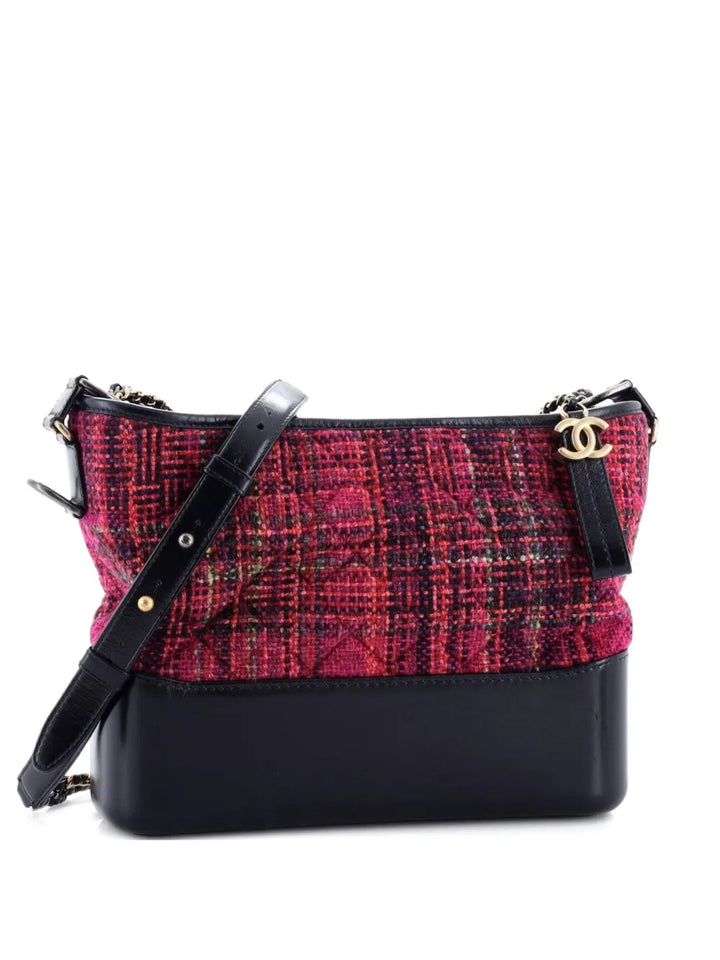 Chanel Pre Owned Gabrielle Quilted Tweed And Calfskin Medium Hobo Bag — Same as shown — Size One Size — Front View