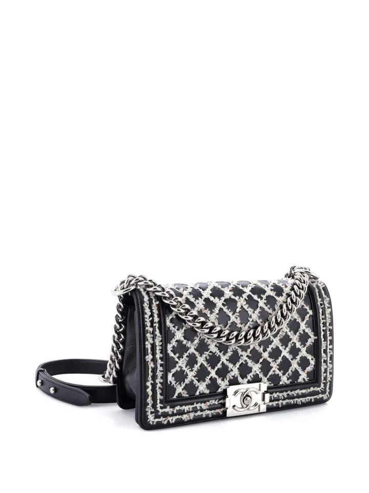 Chanel Pre Owned Boy Flap Bag Sequin Quilted Calfskin Old Medium Shoulder Bag — Same as shown — Size One Size — Back View