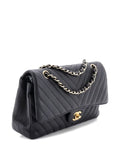 Chanel Pre Owned Classic Double Flap Bag Chevron Caviar Medium Shoulder Bag — Same as shown — Size One Size — Back View