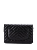 Chanel Pre Owned So Black Reissue 255 Wallet On Chain Chevron Sheepskin Shoulder Bag — Same as shown — Size One Size — Side View