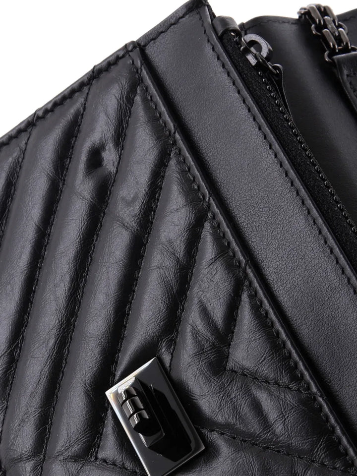 Chanel Pre Owned So Black Reissue 255 Wallet On Chain Chevron Sheepskin Shoulder Bag — Same as shown — Size One Size — Detail View