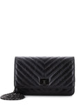 Chanel Pre Owned So Black Reissue 255 Wallet On Chain Chevron Sheepskin Shoulder Bag — Same as shown — Size One Size — Front View