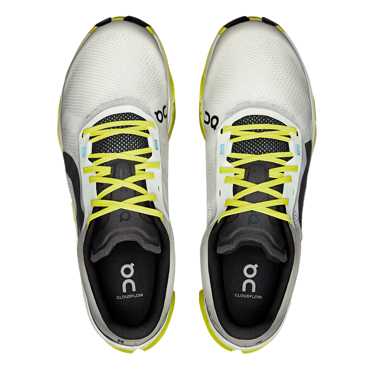 ON Cloudflow V5 — White - Lime — Size D — Width 8 — Back View