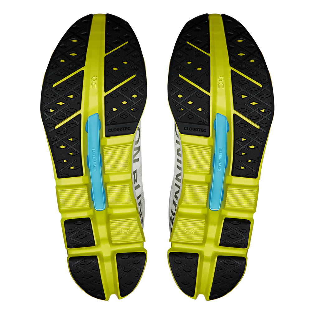 ON Cloudflow V5 — White - Lime — Size D — Width 8 — Top View