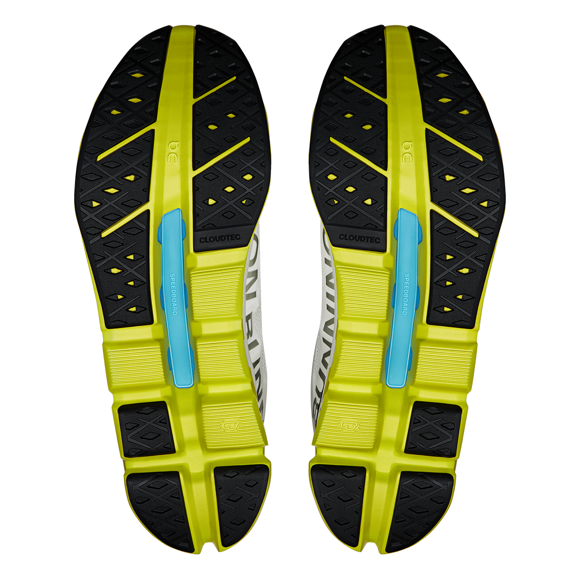 ON Cloudflow V5 — White - Lime — Size D — Width 8 — Top View
