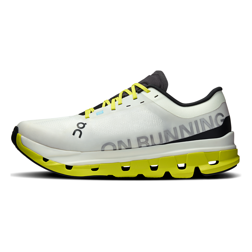 ON Cloudflow V5 — White - Lime — Size D — Width 8 — Side View