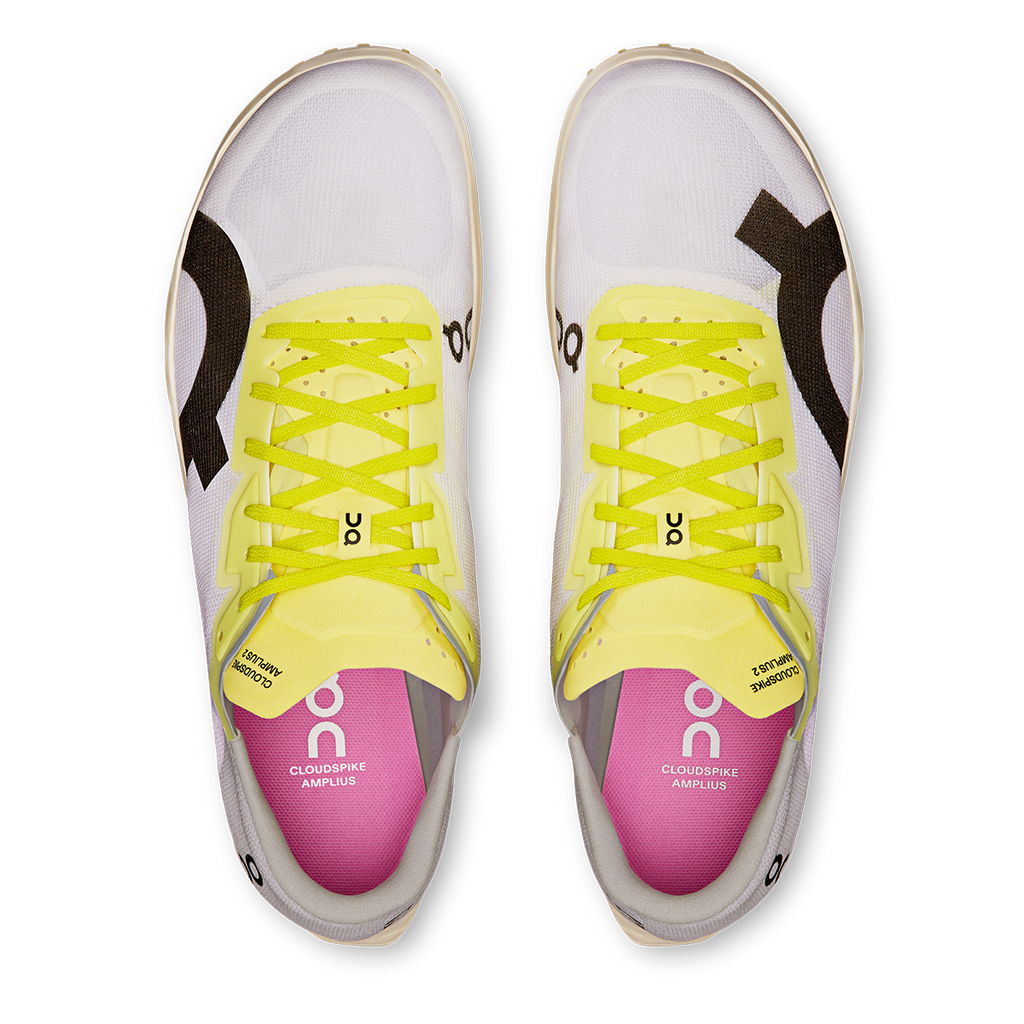 ON Cloudspike Amplius 2 — White - Raspberry — Size D — Width 7 — Back View