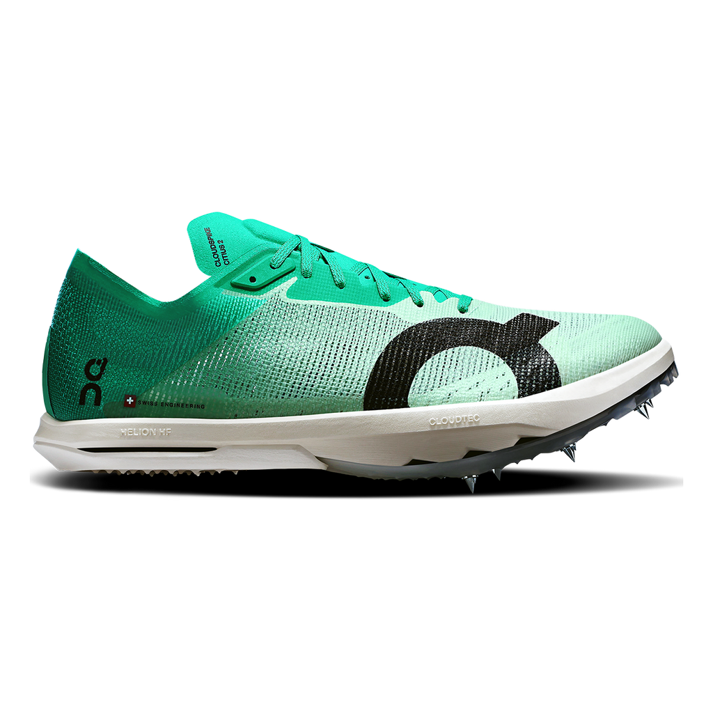ON Cloudspike Citius 2 — White - Raspberry — Size D — Width 7 — Front View