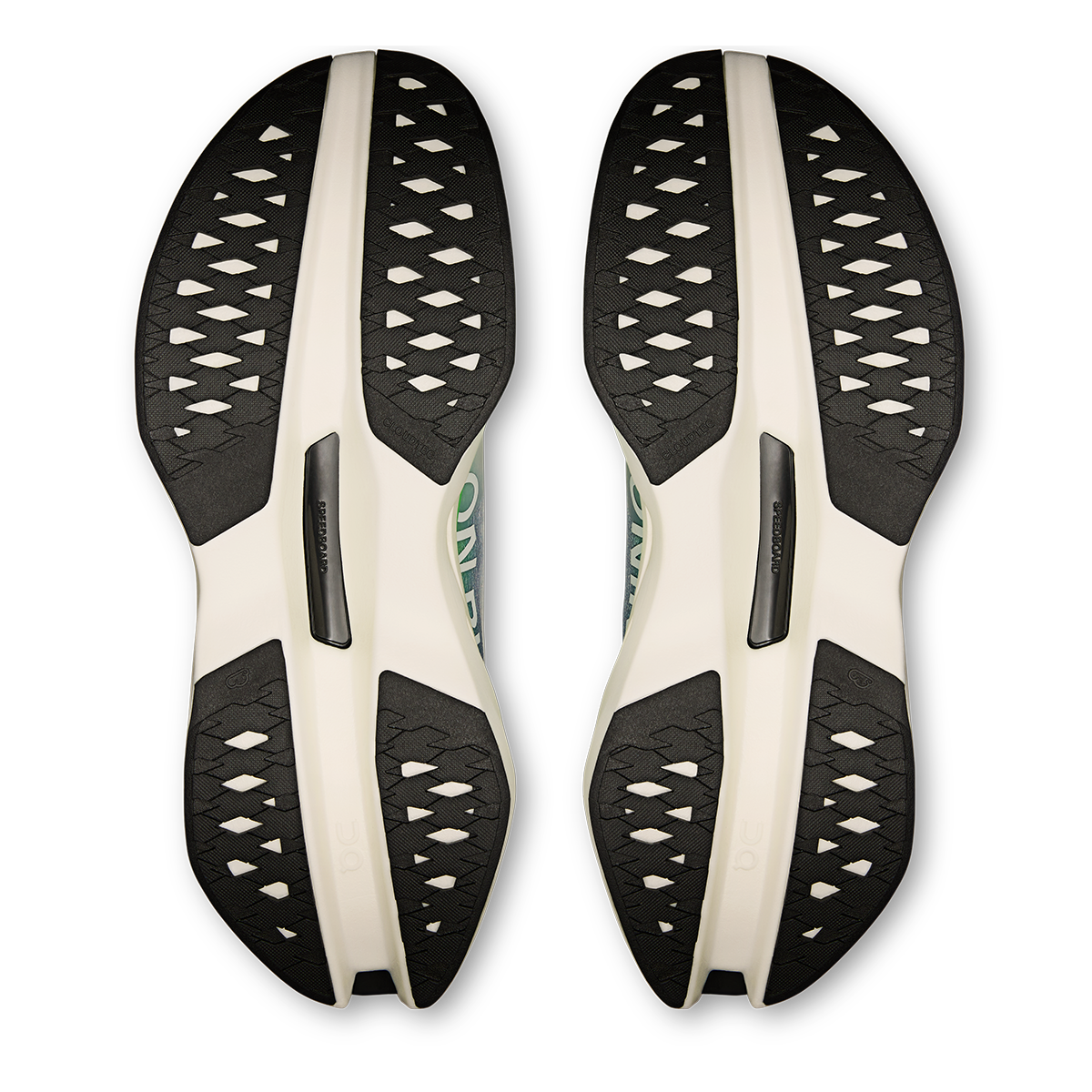 ON Cloudboom Max — White - Black — Size D — Width 13 — Top View