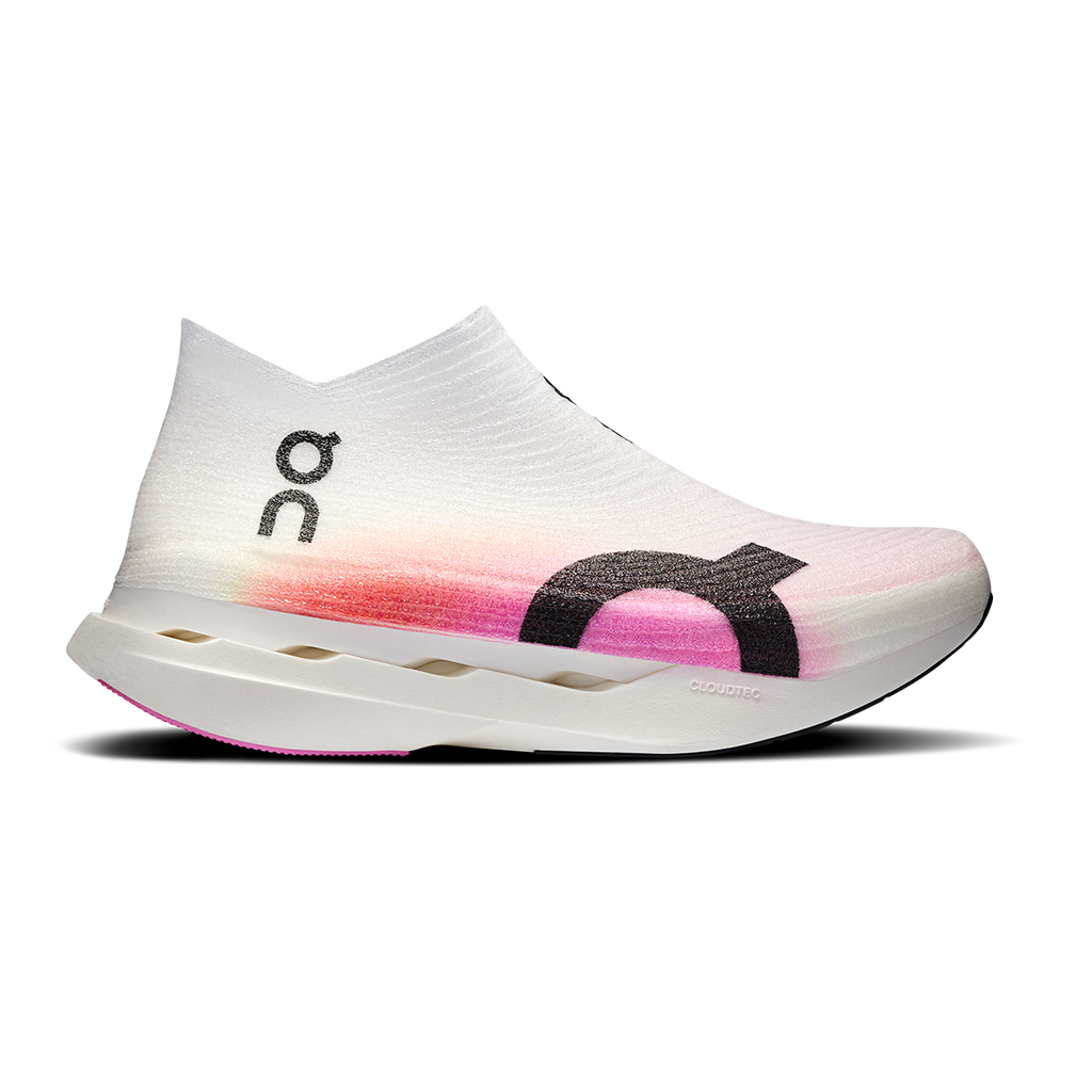 ON Cloudboom Strike LS — White - Black — Size D — Width 4.5 M / 6 W — Lifestyle View